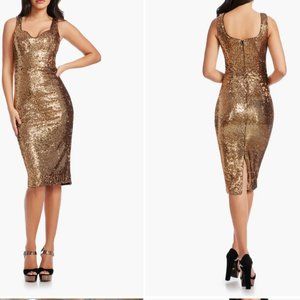 Gold Small Dress The Population Sweetheart Sequin Dress NWT Anthropologie